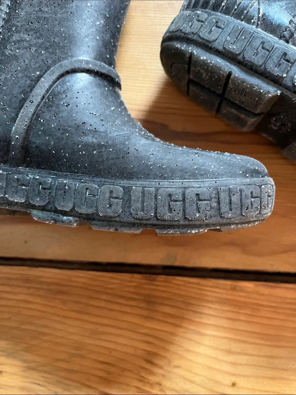 UGG Toddler 12 Gray Gray Glitter Drizlita Rain Boot Short Rubber